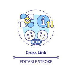 Cross link multi color concept icon. Communication, connecting and coordination between circles. Round shape line illustration. Abstract idea. Graphic design. Easy to use in promotional material