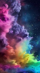 Fototapeta na wymiar Painting of a Rainbow Cloud in the Sky