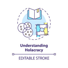 Naklejka premium Understanding holacracy multi color concept icon. Analysis of information on decentralized management. Round shape line illustration. Abstract idea. Graphic design. Easy to use in promotional material