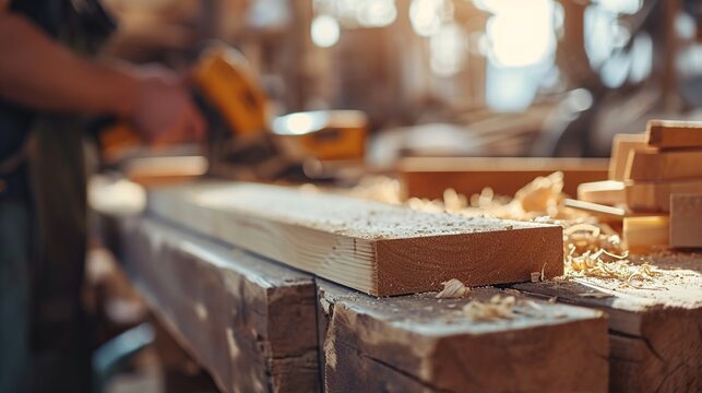 A carpenter engages in precise woodworking, showcasing the craft of carpentry and skilled labor, a fitting image for trade education and do-it-yourself project guides