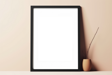 In this close-up mockup, a small wood frame is featured on a table, providing a clear background for easy integration with your artwork, presented elegantly to enhance your presentation.