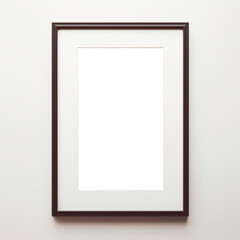 Obraz premium In this close-up mockup, a dark wood frame is showcased against a clear background, providing a sophisticated presentation for your designs or artwork.