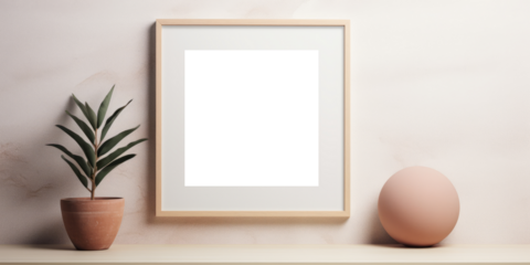 In this close-up square mockup, a wood frame is featured against a clear background, providing an excellent presentation option for your artwork with a rustic touch.