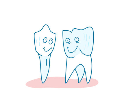 Cartoon image with a cute tooth characters