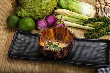 Grilled Sea Urchin with egg