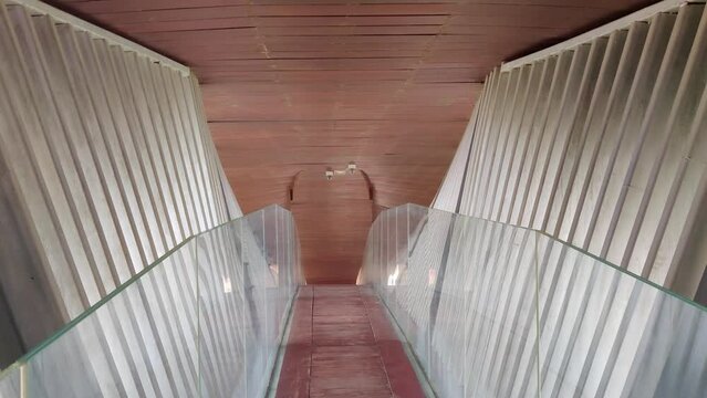Pedestrian Bridge Corridor in the City Underground Architecture Perspective