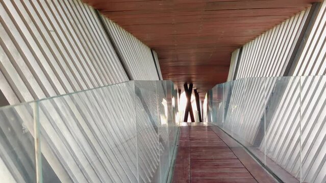 Pedestrian Bridge Corridor in the City Underground Architecture Perspective