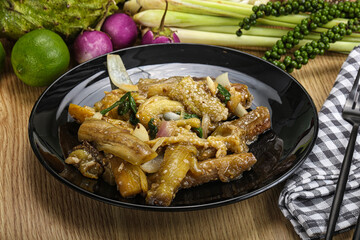 Roasted Thai eggplant with onion
