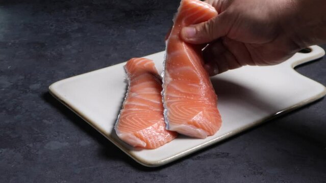fresh raw salmon fillets 
