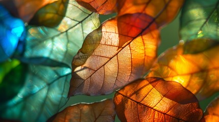 Colorful green leaf abstract background.