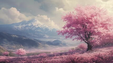 Obraz na płótnie Canvas pink spring landscape 