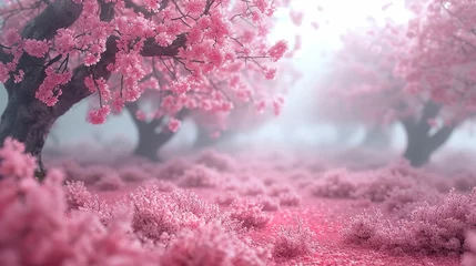 Tuinposter pink spring landscape © Thanthara
