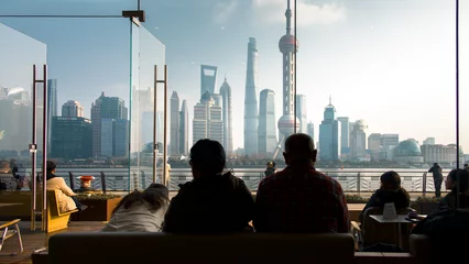Deurstickers City, Shanghai, China, travel, skyscrapers © XINTONG