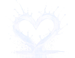Water splash in the form of a heart (transparent background) png with alpha channel