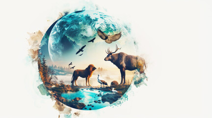 World Wildlife Day concept. Animal silhouettes. Wildlife protection.