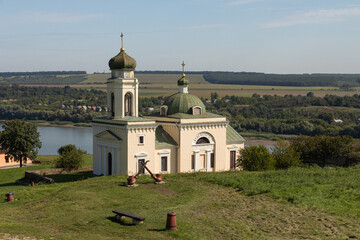 View of the historical Church of Olexander Nevsky in the city of Khotyn. Ukraine