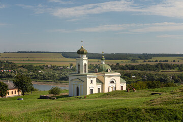 View of the historical Church of Olexander Nevsky in the city of Khotyn. Ukraine