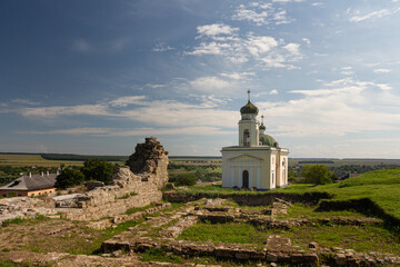 View of the historical Church of Olexander Nevsky in the city of Khotyn. Ukraine