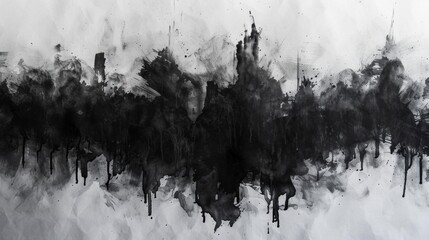 Black and White Painting With Abundant Smoke