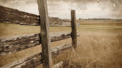Wooden Fence in a Field of Tall Grass