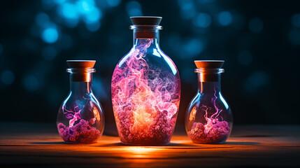 Obraz na płótnie Canvas Love elixir, magic spell or poison in glass bubble.