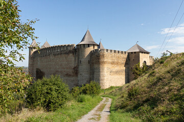 Fototapeta na wymiar View of the historic Khotyn fortress on a sunny day. Ukraine
