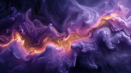 Fototapeta premium Abstract Painting of Purple and Yellow Colors