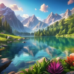 Fototapeta premium Lake in the mountains...