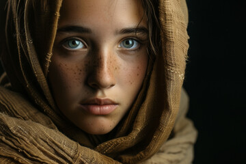 Portrait of a beautiful young biblical woman,Portrait of young beautiful biblical woman. Christian...
