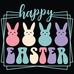 Happy Easter Retro T-shirt Design