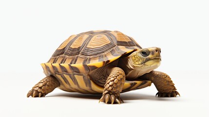 Obraz premium A captivating image featuring a turtle, gracefully isolated against a clean white background 