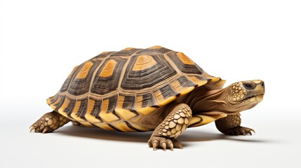 Fototapeta premium A captivating image featuring a turtle, gracefully isolated against a clean white background 