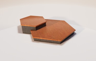 Stone empty podium with wooden surface