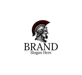 spartan warrior vintage black and white logo