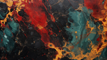 Gold, black, red, green color marble background