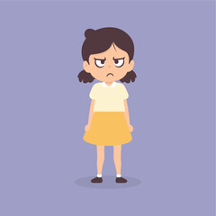 little girl feel angry illustration
