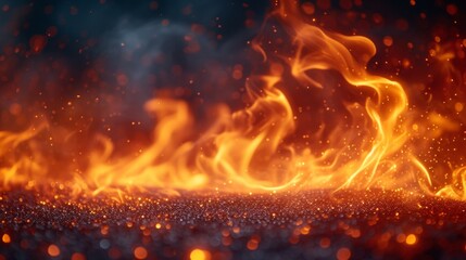 Close Up of Fire on Black Background