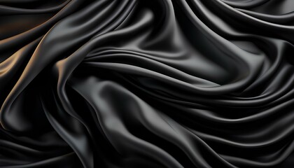 Obraz premium black silk background. luxurious smooth silk texture. black silky smooth fabric. black shiny satin background. black satin background
