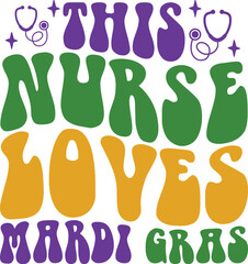 This Nurse Loves Mardi Gras Retro Nurse T-shirt