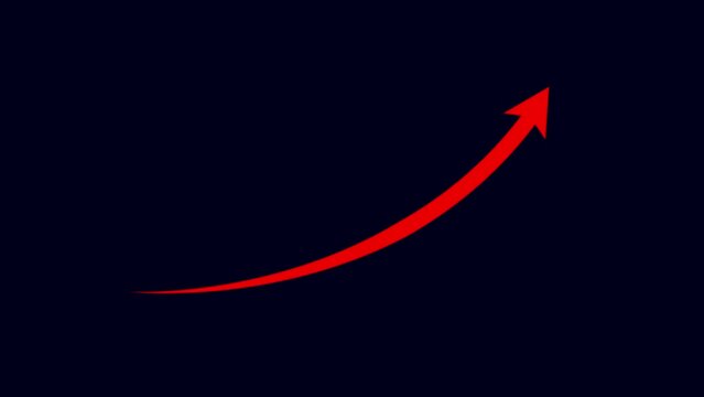 arrow rising diagonally upwards on black background, arrow rising transparent channel arrow animation