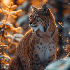 Golden Glimmer: Eurasian Lynx in the Winter Light