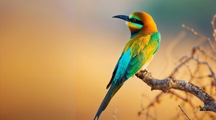 Obraz premium Vibrant Vigil: Rainbow Bee-Eater at Dusk