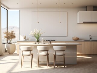 Living room wall poster mockup. Interior mockup with house background. Modern interior design