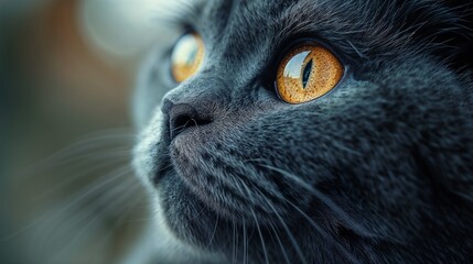 Golden Gaze: Chartreux Cat with Mesmerizing Eyes