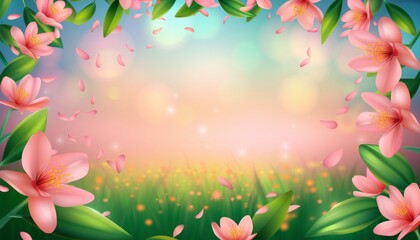 Realistic spring background.with empty space in the middle