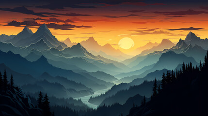 Stunning mountains, panoramic peaks PPT background