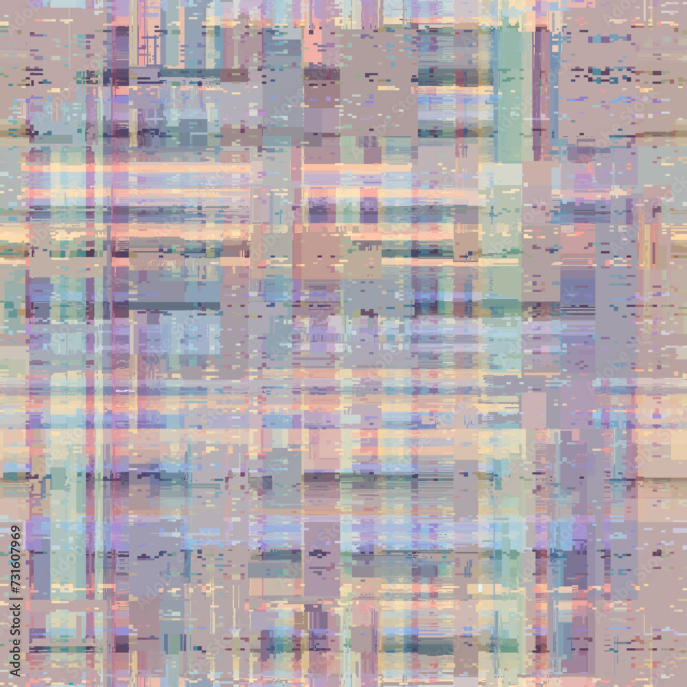 Poster Vector pattern with imitation of grunge glitch texture. Plaid retro pattern. Seamless grunge background