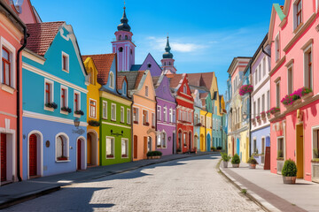 Colorful renaissance house facades
