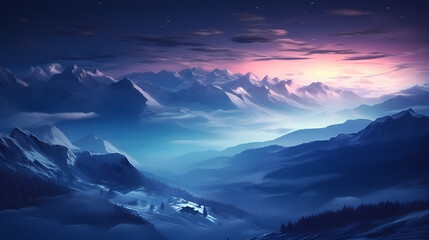 Stunning mountains, panoramic peaks PPT background