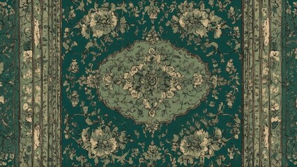 vintage green rug background, wall carpet illustration, decoration for cards design